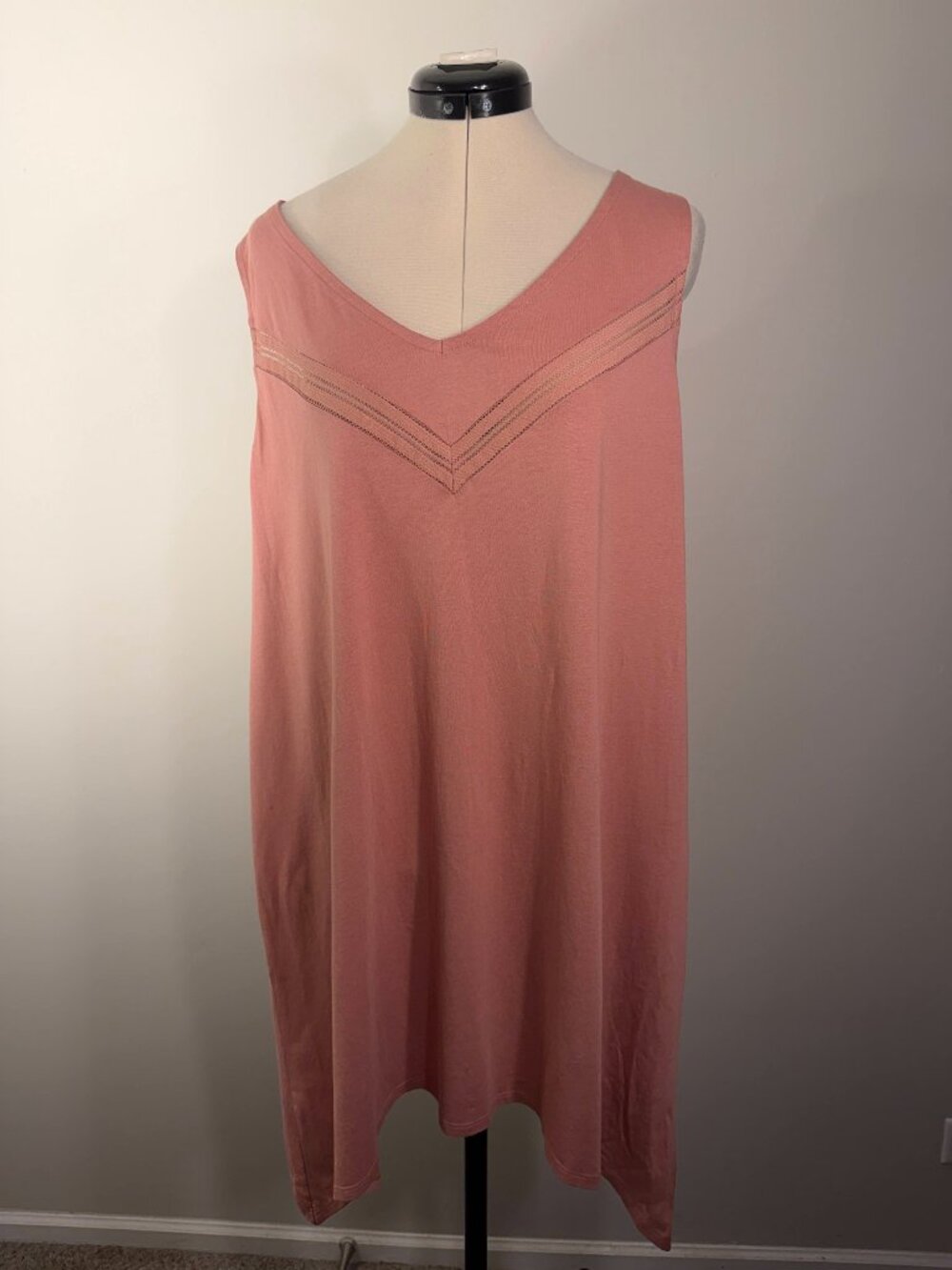 Pink Cacique tunic dress. Relaxed silhouette, V-neckline, decorated size 22/24